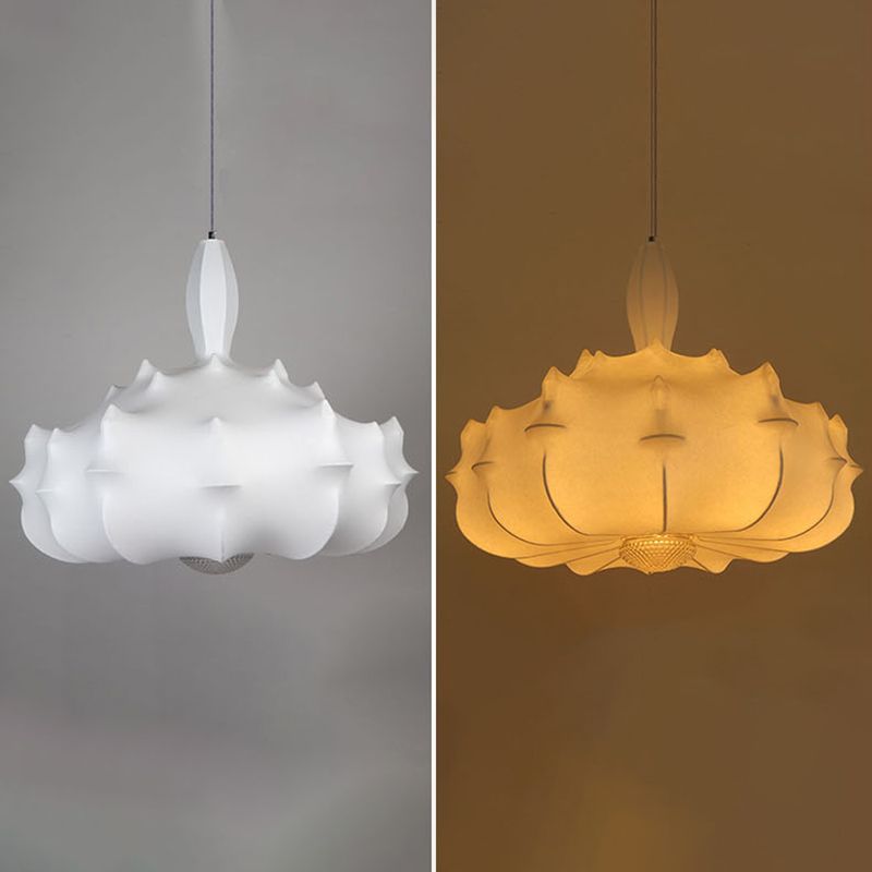 Stoff weiß Suspension Anhängerlampe Moderner Stil einzigartiger 1-Licht-Tropfen Anhänger