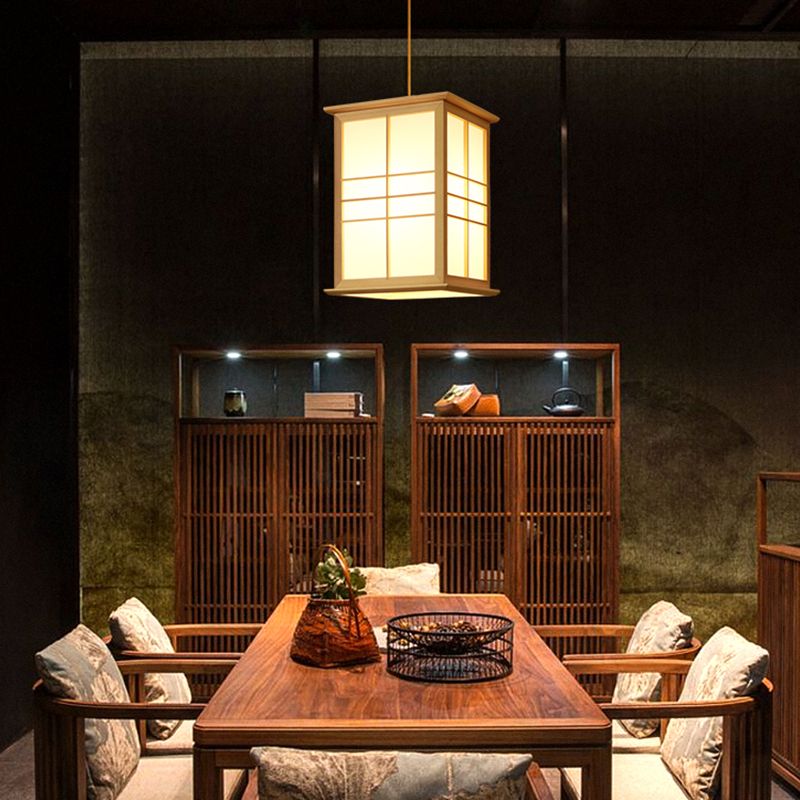 Rechteckige Handelsheime beleuchten japanisches Holz 1-Licht-Restaurant Droplampe