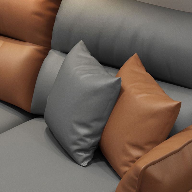 Mid Century Modern Faux Feather 4-seat Sofa & Chaise For Living Room