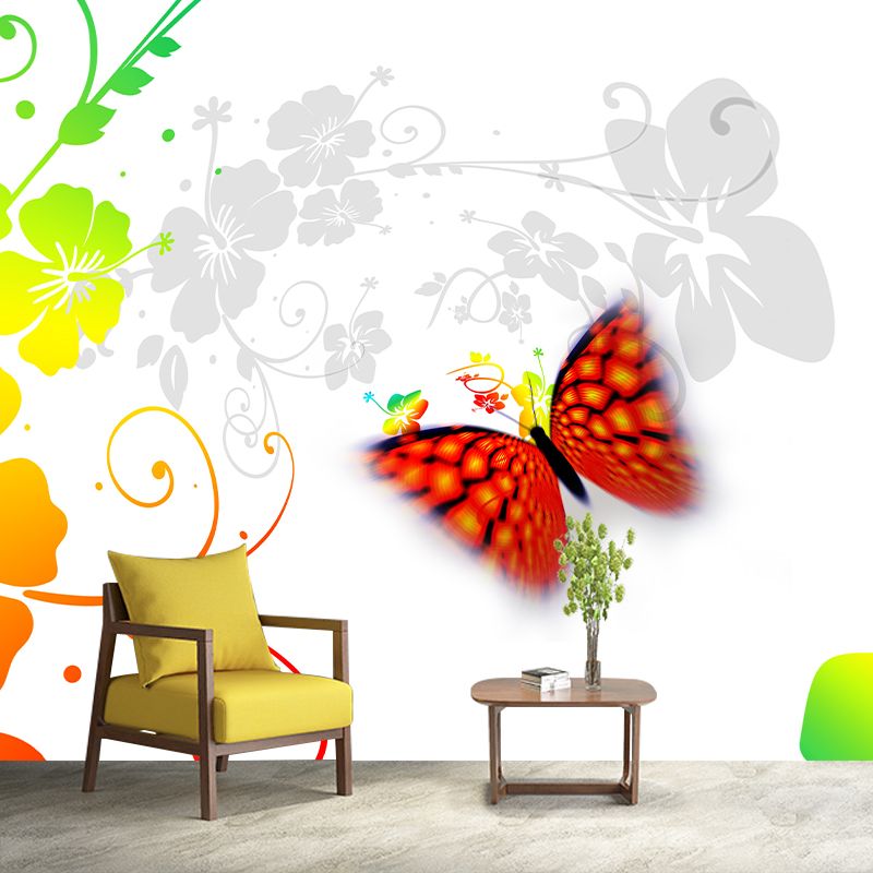 Butterfly Pattern Mildew Resistant Mural Illustration Sitting Room Wall Mural