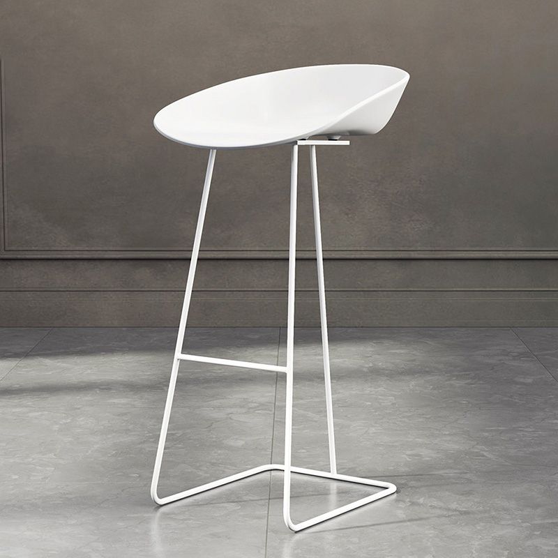 Modern Armless Backrest Counter Stool Iron Bar Stool with Acrylic Seat and Pedal
