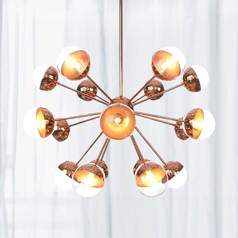 Semi-encastré Globe pour salle à manger, verre blanc/transparent/gris fumée, 9/12/15 lumières, luminaire semi-encastré contemporain en cuivre/chrome/or
