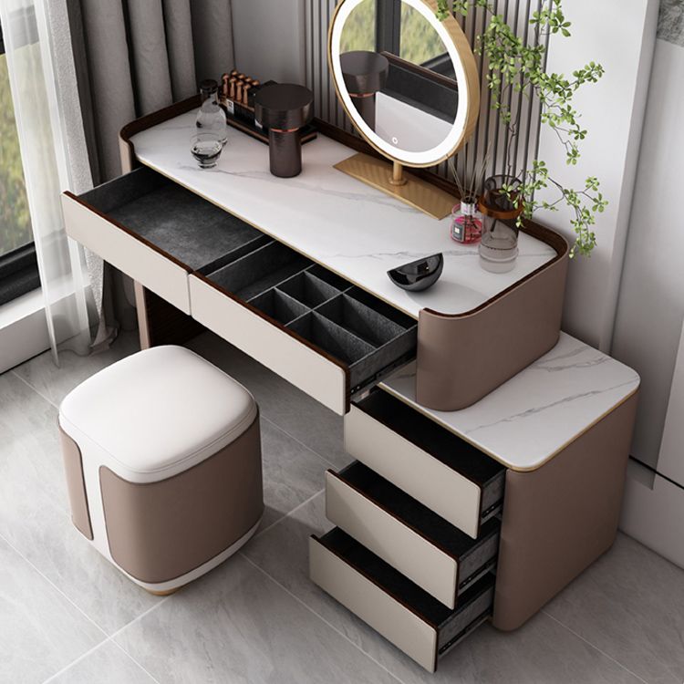 Contemporary 30.7" Height Slate Top Table Makeup Vanity with Drawers