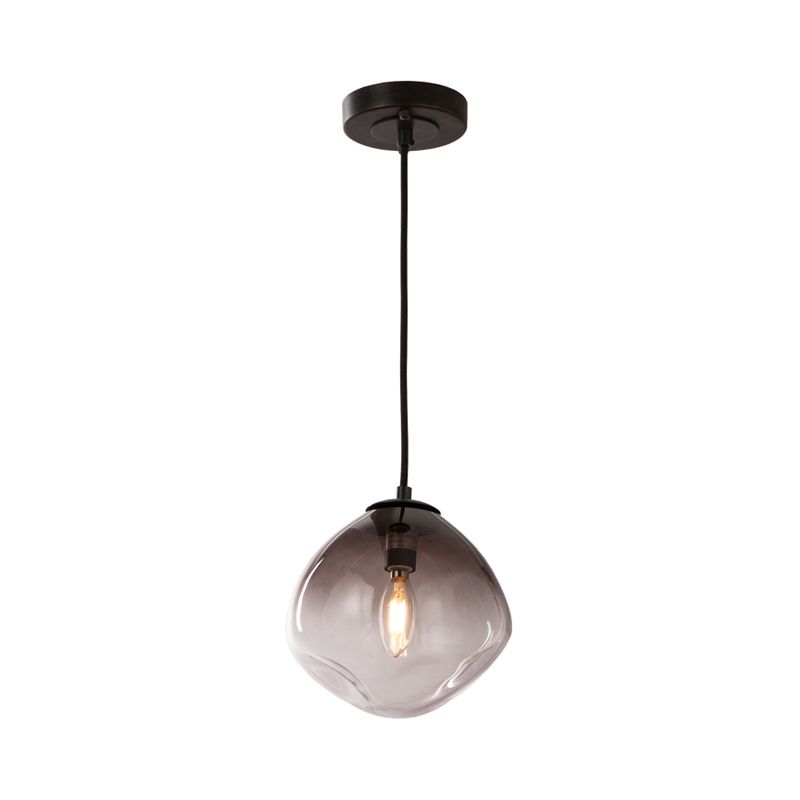 Luz de colgante colgante ovalado humo nórdico gris vidrio con hoyuelos 1 luz de techo de habitación de bebé claro luz
