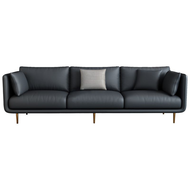 Contemporary Sofa with 3 Pillows Suare Arm Couch for Living Room