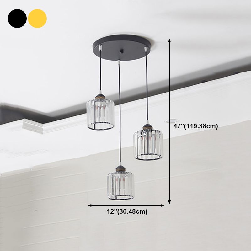 Modern Style Cylinder Shape Hanging Lights Crystal Hanging Light Fixtures