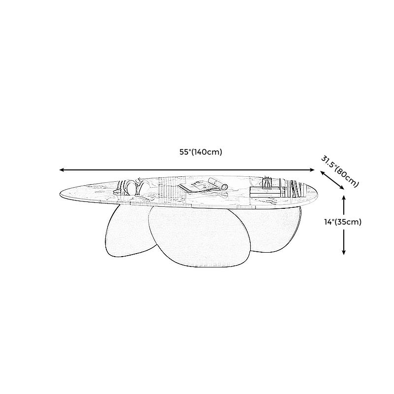 13.7"H 3 Legs Aged Metal Base White Slate Irregular Coffee Table