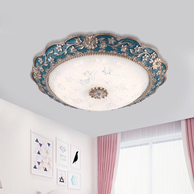 Fragmentarisches Blumenharz Flushmount Vintage LED-Schlafzimmer Flush Mount Deckenleuchte in Blau/Rot