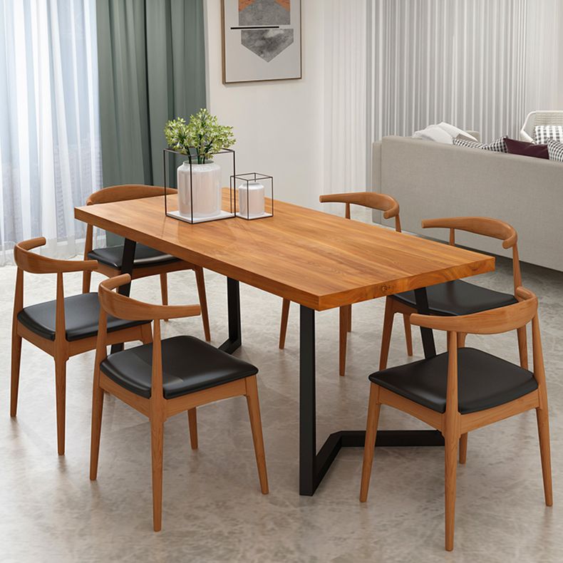 Industrial Style Dining Table Rectangle Brown Table for Home Kitchen without Chairs