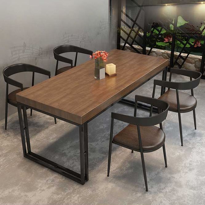 Industrial 1/2/5/7 Pieces Furniture Solid Wood Rectangle Dining Table Set in Brown