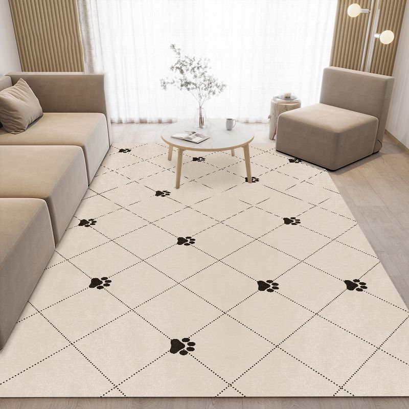 Apricot Casual Rug Polyester Print Rug Stain Resistant Rug for Drawing Room