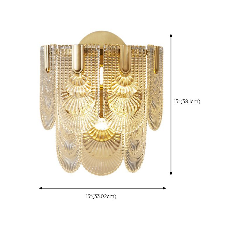 Contemporary 3- Light Wall Mounted Fixture Brass and Glass Wall Sconce