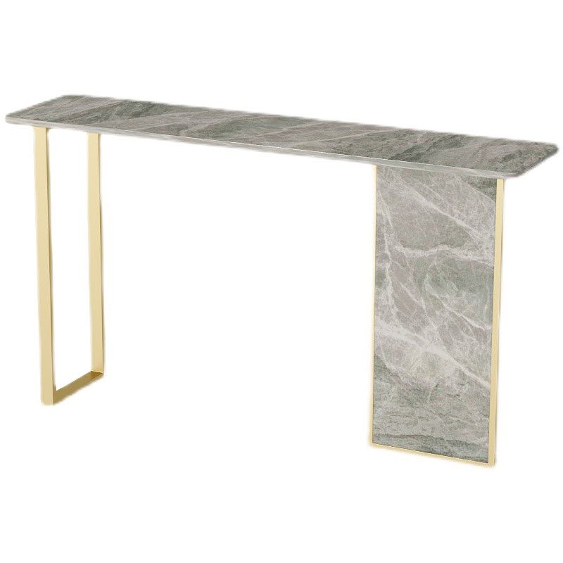 Iron Base Accent Table with Rectangle Stone Top for Hall Console Table