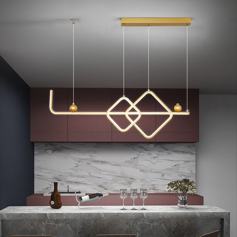 Metal Linear Island Pendant Modern Multiple-Light Island Lighting