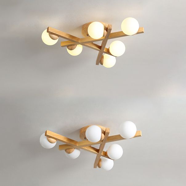 Madera Global Semi Flush Lighture Fixture Modern Style Wooden Semi Flush Mount Lighture