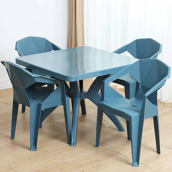 Silla de comedor de plástico de estilo contemporáneo, sillas laterales apilables con brazo de comedor para cocina