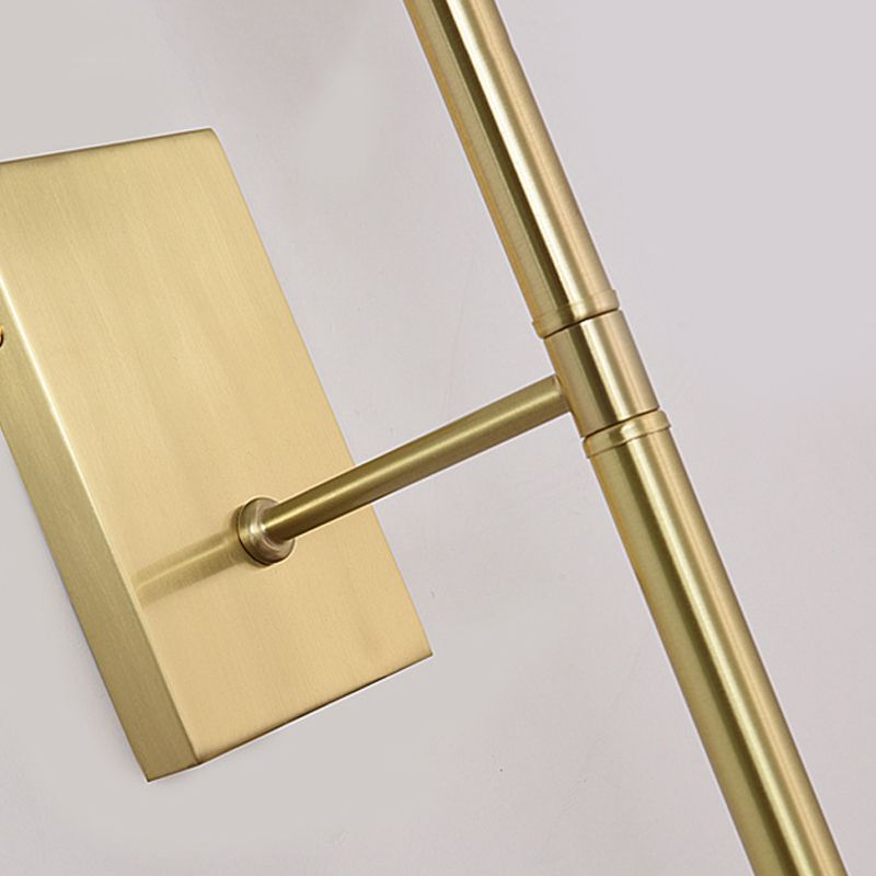 Cylinder Bedroom Wall Light Sconce Modernist Style White Glass 1/2-Head Brass Finish Wall Lamp with Pencil Arm
