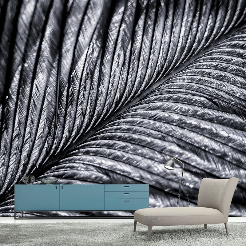 Peacock Feather Mural Wallpaper for Sleeping Room Water Resistant, Custom Made