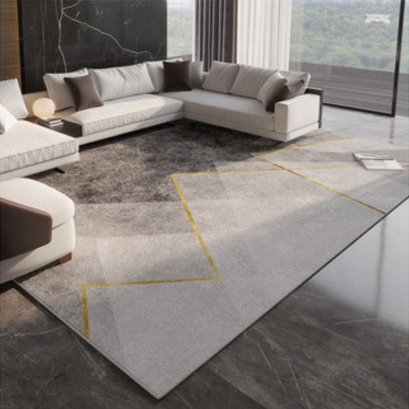Tapis gris moderne en polyester tapis roulable de tapis lavable pour décoration intérieure
