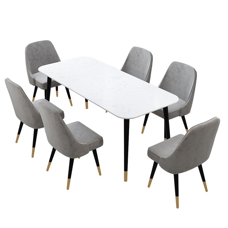Contemporary Dining Table Set 1/2/7 Pieces Indoor Stone and Iron Dinette Set