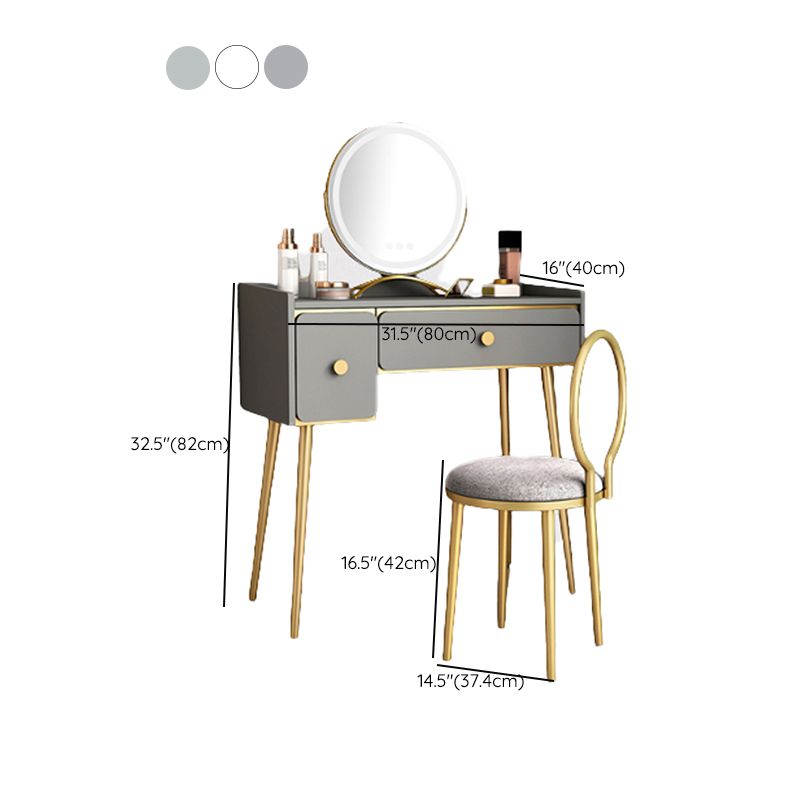 Glam Vanity Makeup Table Set Double Drawers Dressing Table Set