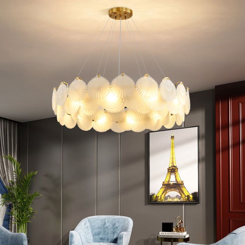 Contemporary Metal Geometric Shape Pendant Light with Glass Shade for Living Room