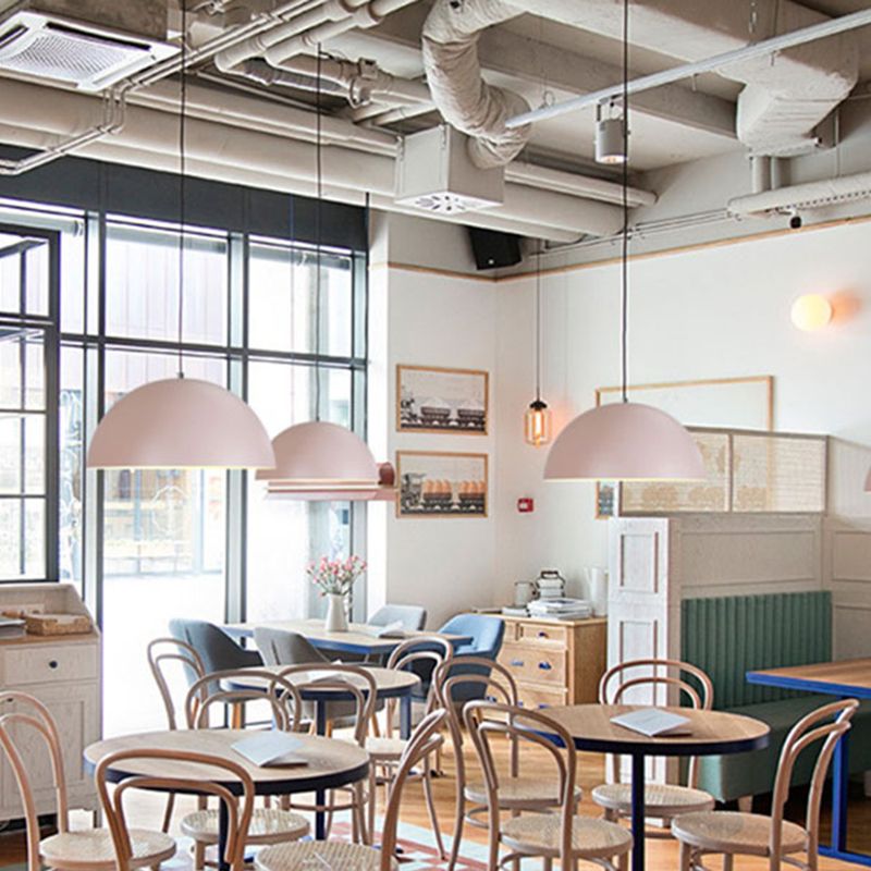 1 Light Semicircle Hanging Ceiling Lights Contemporary Aluminum Suspension Pendant Light for Restaurant