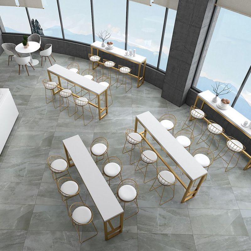 Glam 1/4/7 Pieces Bar Table Set Rectangle Pine Wood Counter Table with High Stools