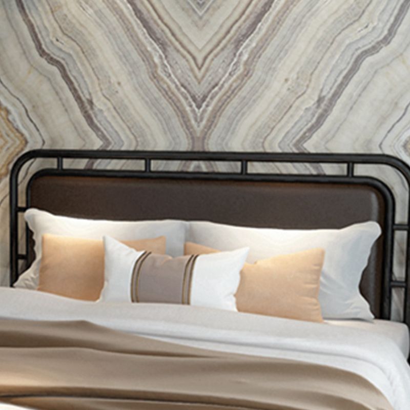 Glam Open-Frame Bed Metal and Upholstered Standard Bed, 43.3" Tall