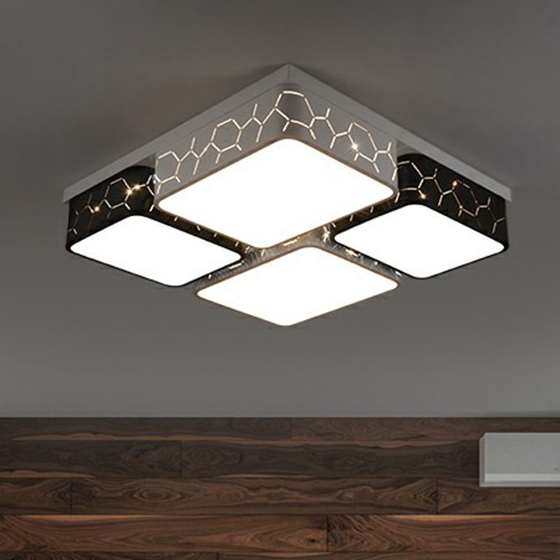 Black and White Checkered LED Flush Light Nordic Acryl-ausgehöhlte Deckenleuchte