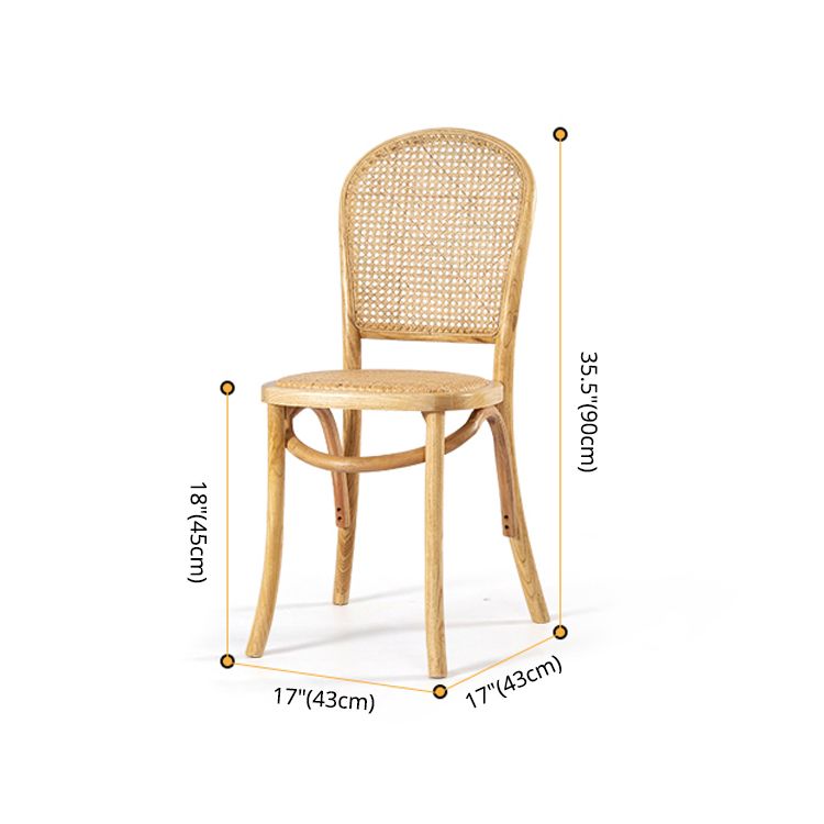 Sillas de comedor sin brazos de Bentwood, sillas laterales con respaldo abierto de ratán y patas de madera