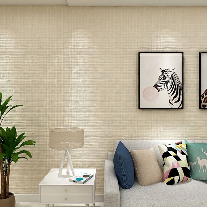 Minimalist Grid Solid Wallpaper Roll Soft Color Stain Resistant Wall Art for Bedroom