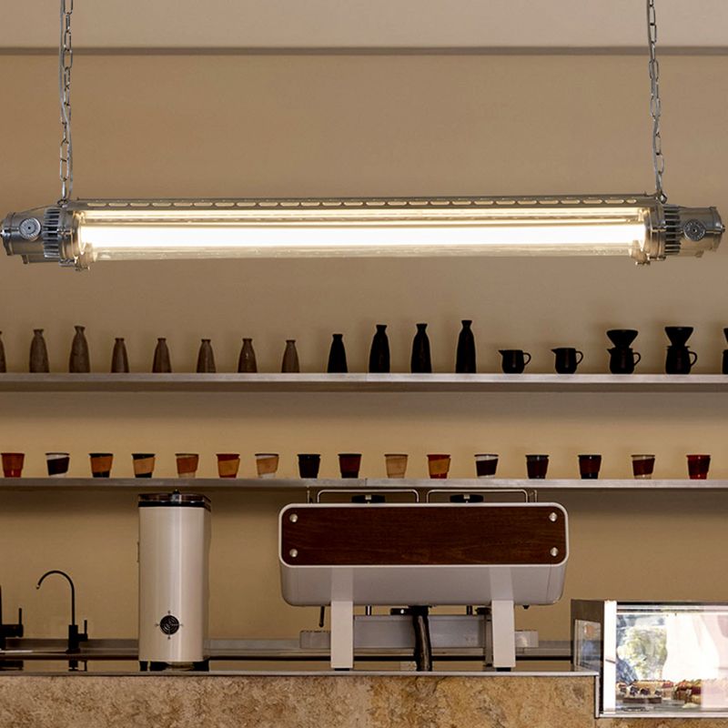 Modern Metal Ceiling Light Tube Shape Island Light with Acrylic Shade for Living Room