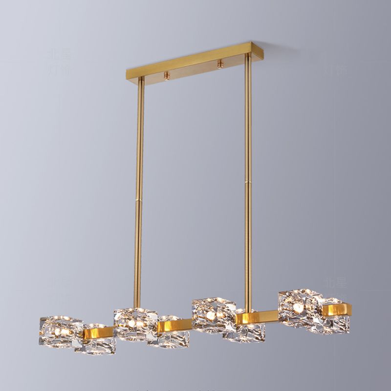 Würfelförmige Inselbeleuchtung zeitgenössische Kristallkronleuchterlicht