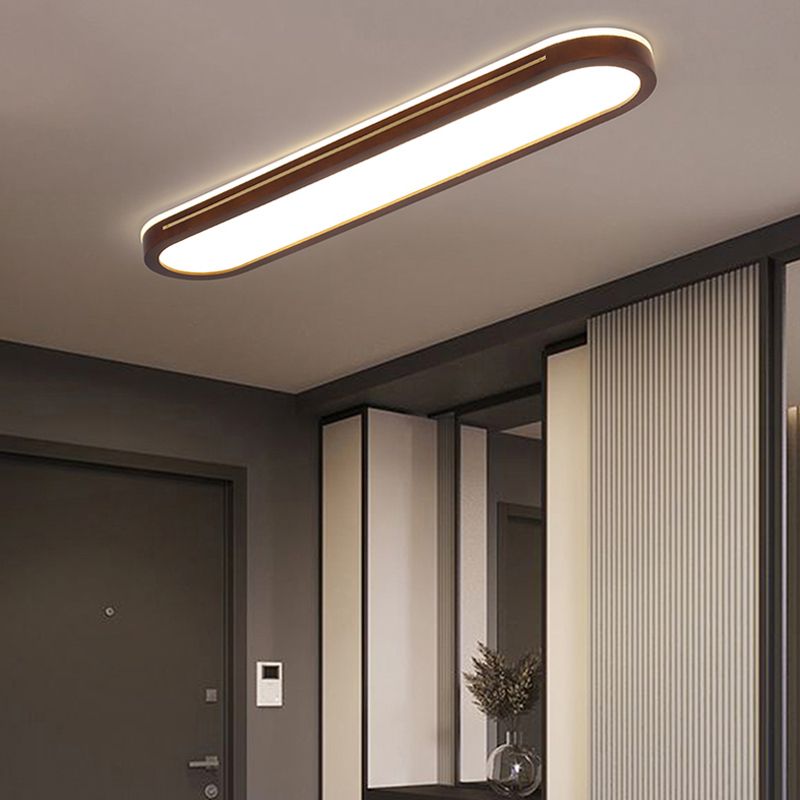 Houten langwerpige LED semi-inbouw plafondlamp in moderne creatieve stijl acryl plafondarmatuur voor garderobe