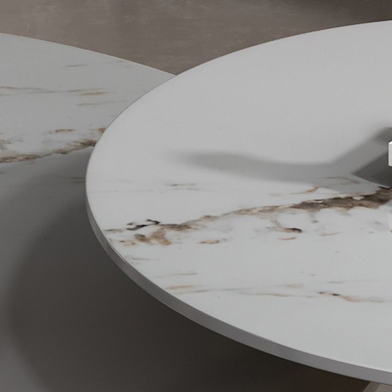 Luxurious Round Stone Coffee Table Set Pedestal Dia 31.5" Cocktail Table