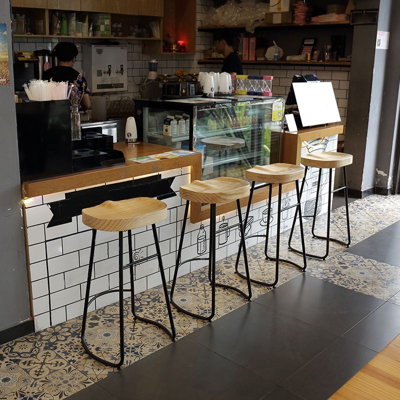 Metal and Wood Counter & Bar Stool Natural Backless Bar & Counter Stool