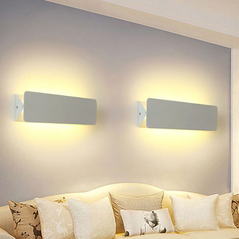 Single Contemporary White Wall Mounted Sconce Metallic Shaded Wall Light