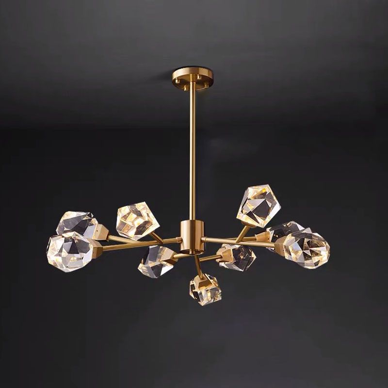 Kristallschattierte Decke Anhänger Licht moderner LED Kronleuchter Anhänger Licht in Gold