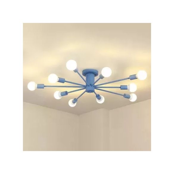 Moderne plafondlampen voor slaapkamer, 10-lichts Sputnik semi-inbouwverlichting voor kinderen, 8 "hoog x 48" in diameter