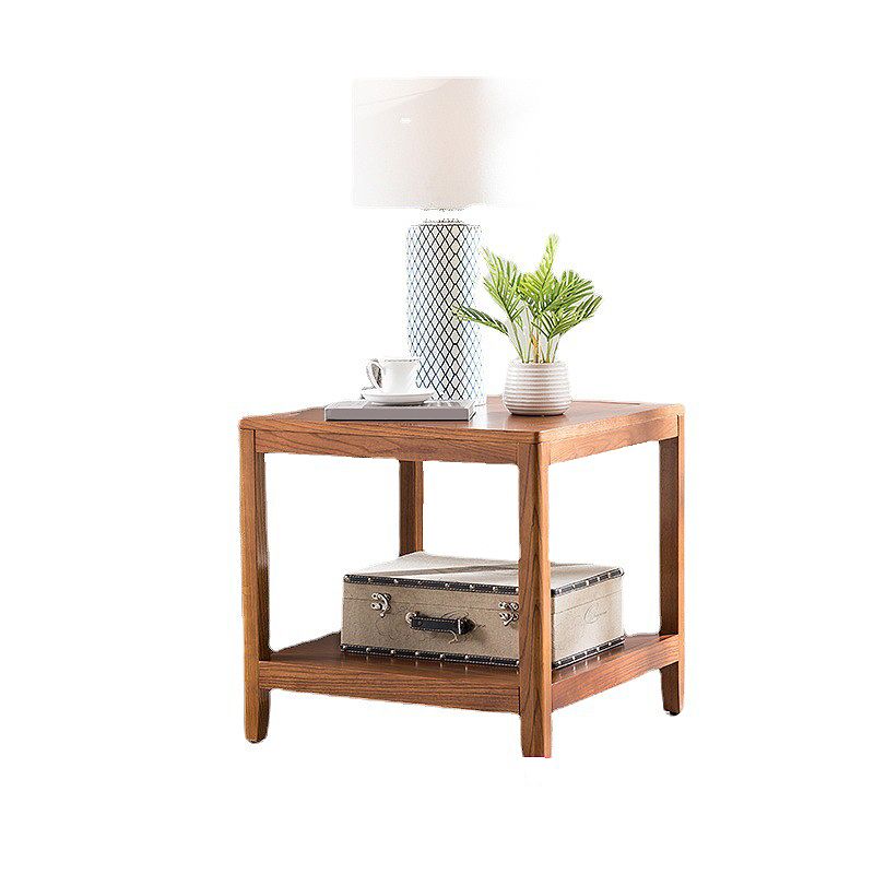 Tradional Wood End Table Double Tier Sofa Side Table for Living Room