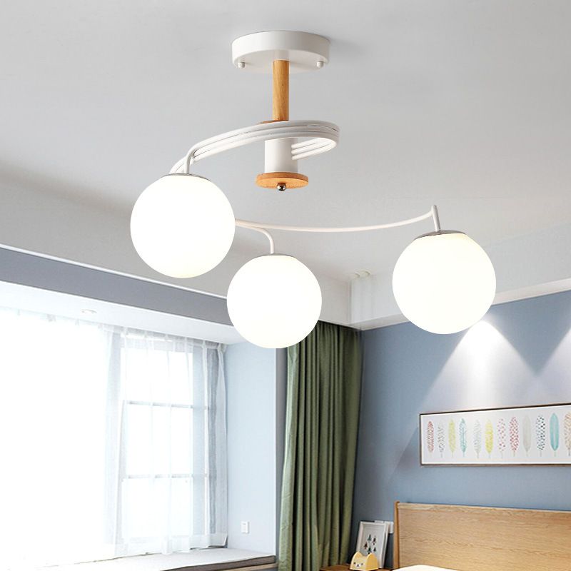 Simple Macron Chandelier Glass Multi Head Pendant Lighting Fixtures for Bedroom