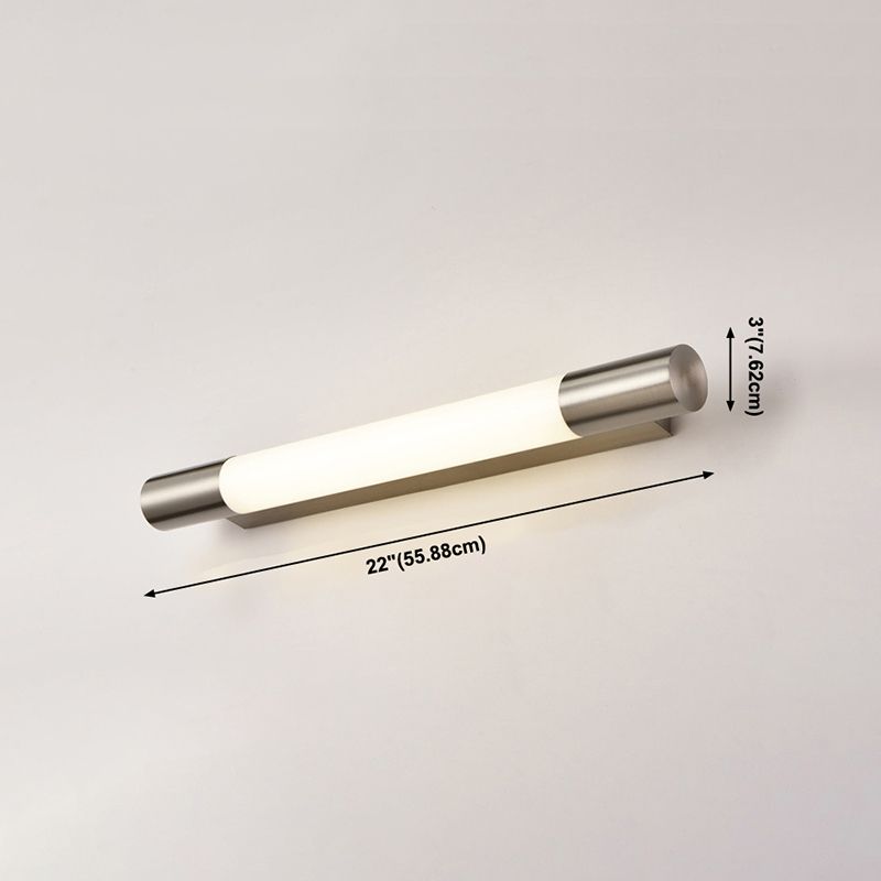 1 Light Metal Linear Wall Lighting Modern Style Mirror Wall Mount Light Fixture in Nickel