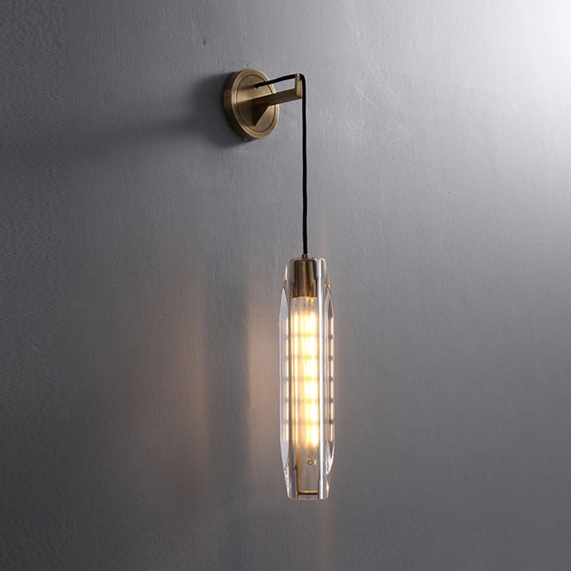 Oval Shade Crystal Wall Sconce Modern Style 1 Light Wall Mount Light Fixture