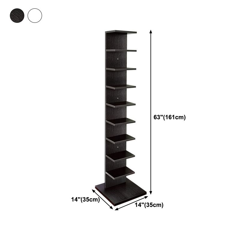 Contemporary 13.77" Wide Bookshelf Wood Geometric Shelf Bookcase