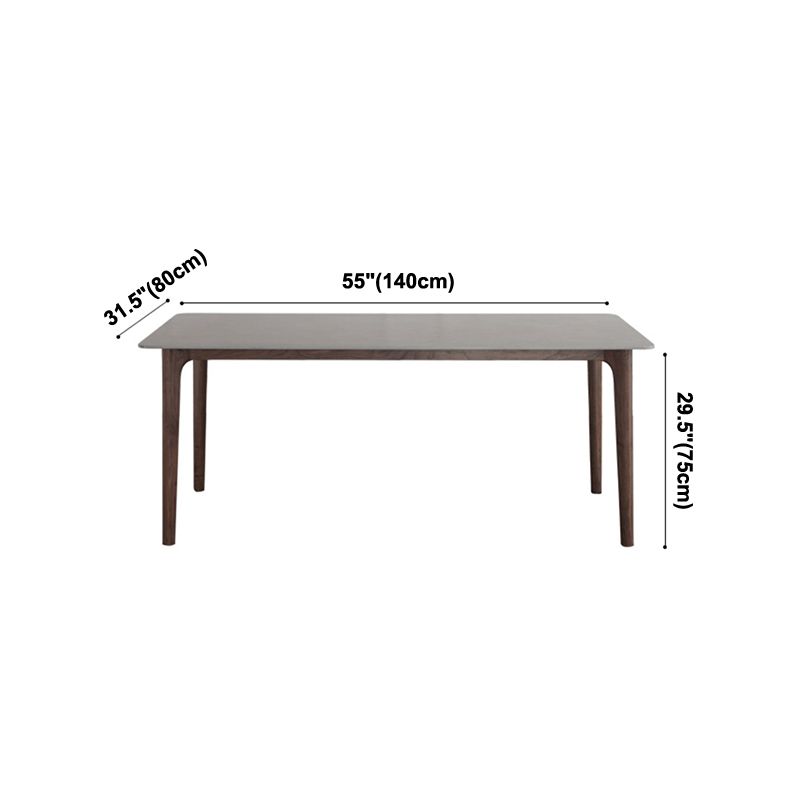 Rectangle Sintered Stone Dining Table Grey Stone Top Table with 4 Legs