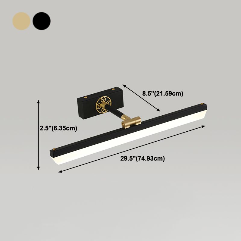 Metal Linear Shade Wall Sconce Modern Style 1- Light Mirror Wall Mount Lighting