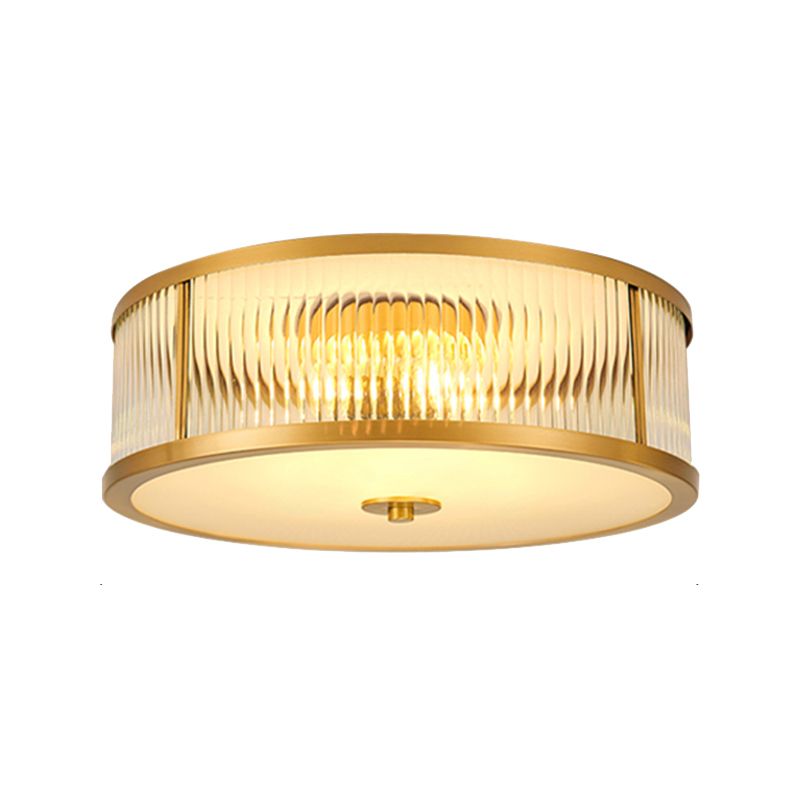 American Style Ceiling Lamp Glass Gold Flush Mount Lighting for Bedroom
