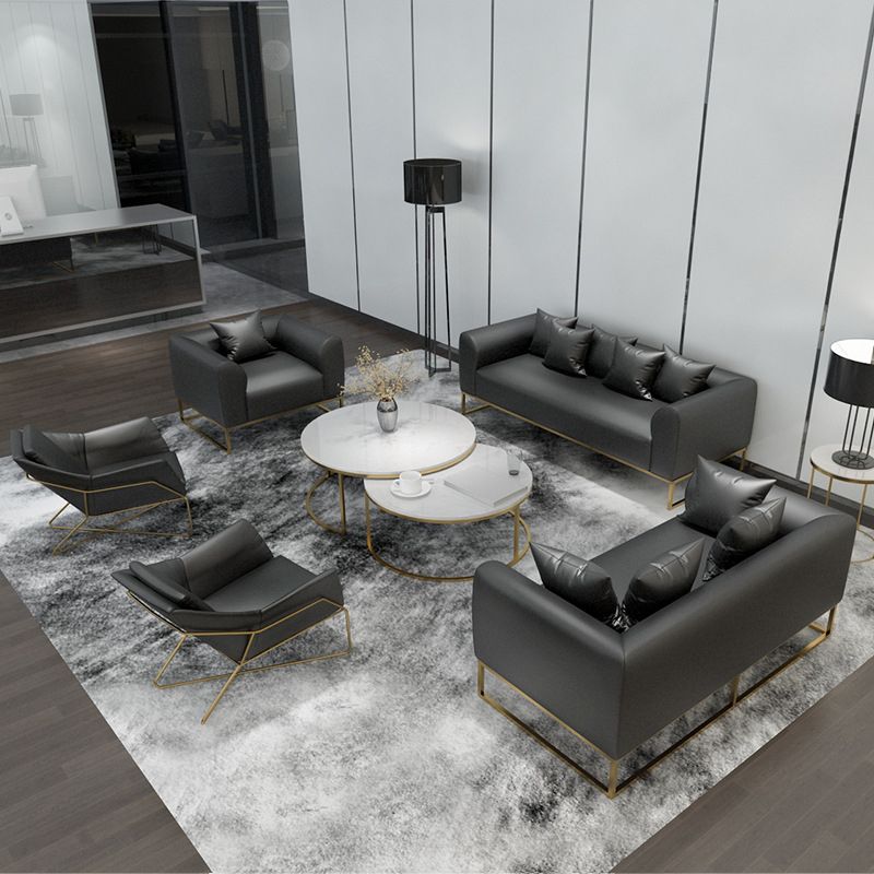 Golden Frame Sofa with Pillow Back and Tuxedo Arm for Apartment