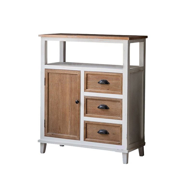 Wood 1 - Door Accent Cabinet Distressed Brown Shelves Included Chest with Drawers